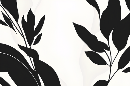 Abstract Leaves Wallpaper | Black and White Wall Mural