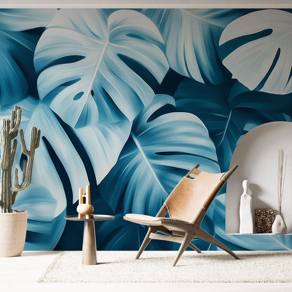 Teal Tropical Wallpaper | Lush Soothing Leaves