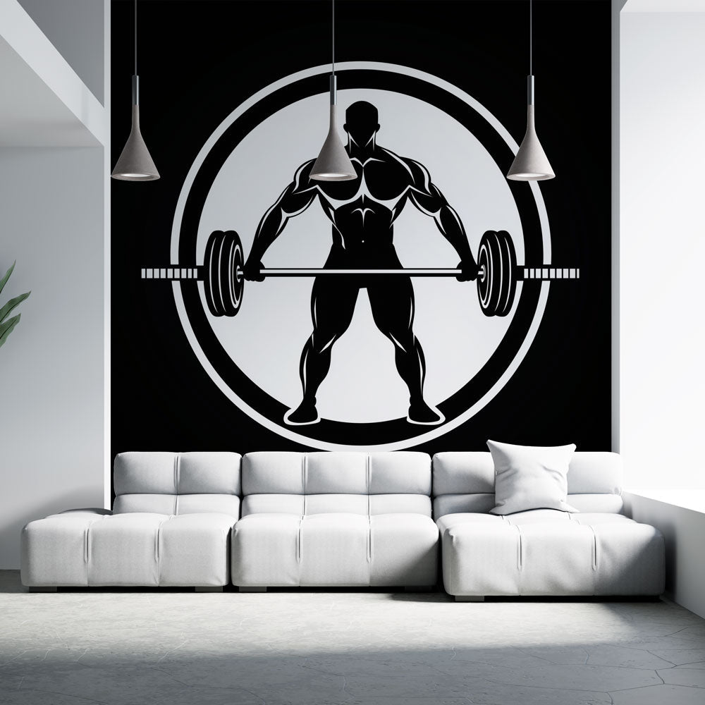 Black and White Lifter Wallpaper | Fitness Wall Mural