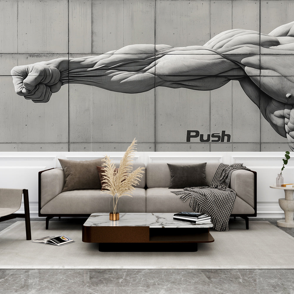 Clenched Fist Wallpaper | Black and White Fitness Wall Mural