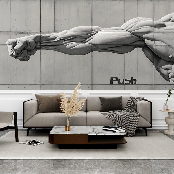 Clenched Fist Wallpaper | Black and White Fitness Wall Mural