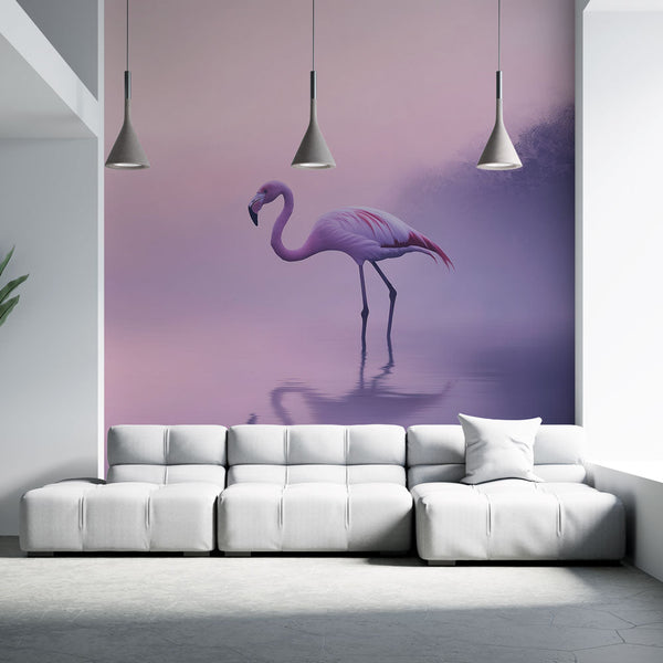Pastel Flamingo Wallpaper | Misty Landscape Wall Mural