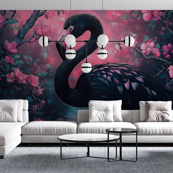 Pink Flamingo Wallpaper | Dreamy Floral Wall Mural