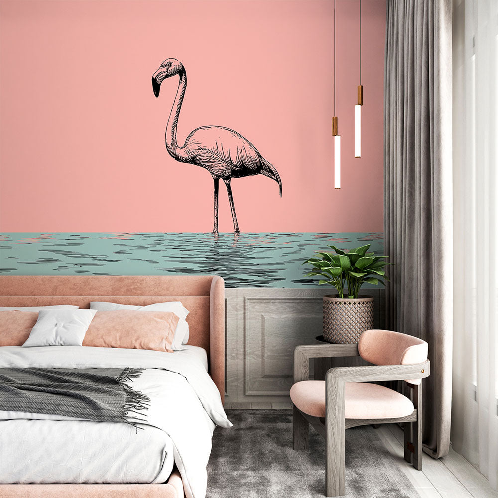 Flamingo Wallpaper | Pink Flamingos on a Pastel Background