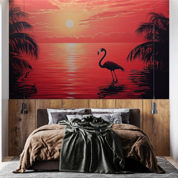Flamingo Wallpaper | Flaming Sunset and Calm Silhouette