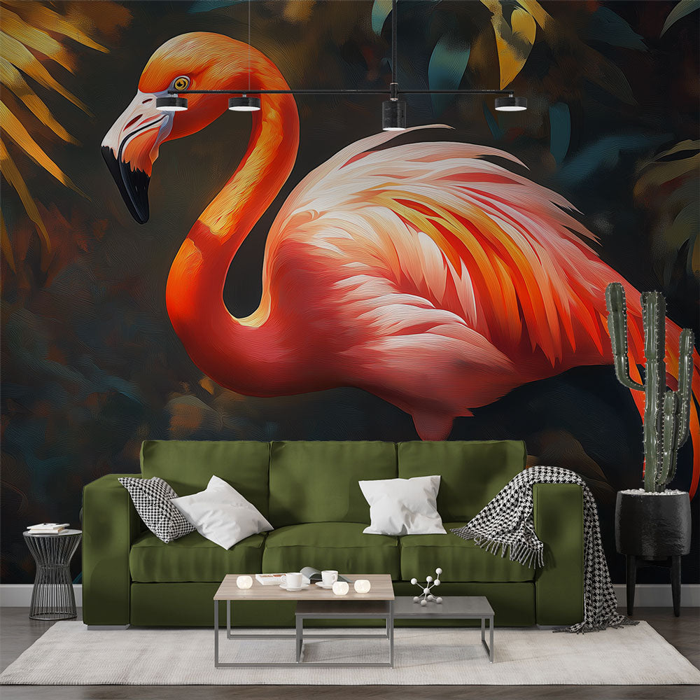 Pink Flamingo Wallpaper | Lush Foliage Tropical Wall Mural