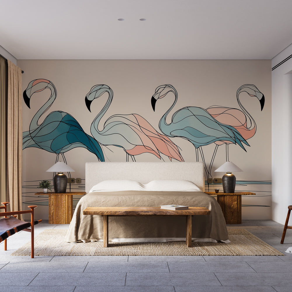 Flamingo Wallpaper | Elegant Flamingos in Soft Pastel Tones