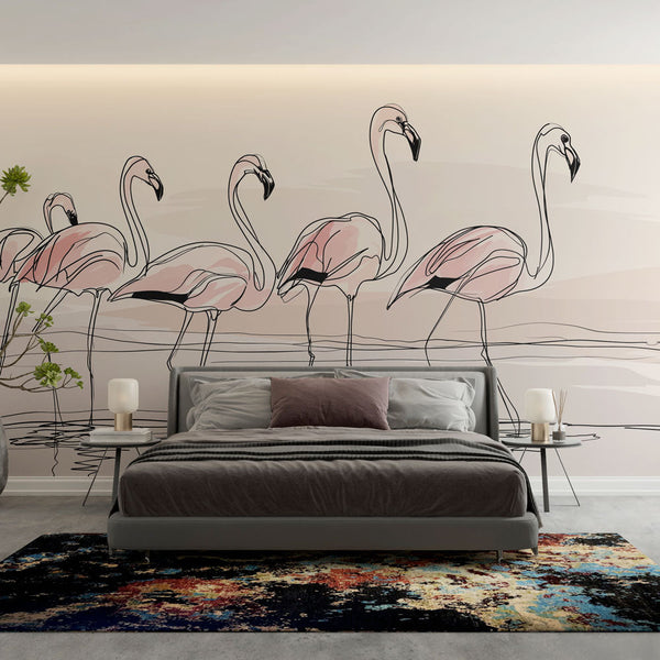 Flamingo Wallpaper | Elegant Pink Flamingos Wall Mural