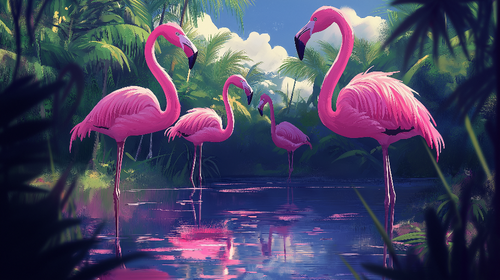 Elegant Flamingos Wallpaper | Vibrant Tropical Wall Mural