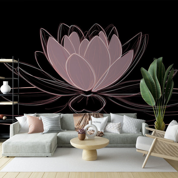Lotus Flower Wallpaper | Elegant Lotus with Delicate Outlines
