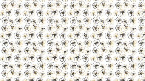 Black & Gold Floral Wallpaper with Sketched Flowers