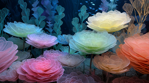 Aquatic Flower Wallpaper | Pastel Blooms Underwater