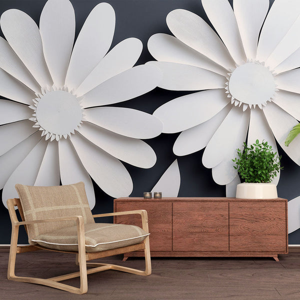 Paper Flowers Wallpaper | Large White Bloom Wall Mural