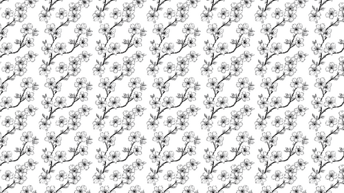 Black and White Floral Branches Wallpaper Wall Mural