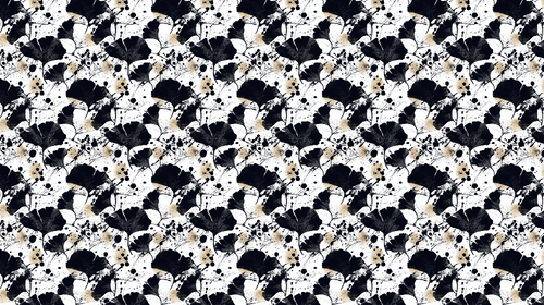 Abstract Floral Wallpaper | Black Leaves & Gold Accents Wall Mural