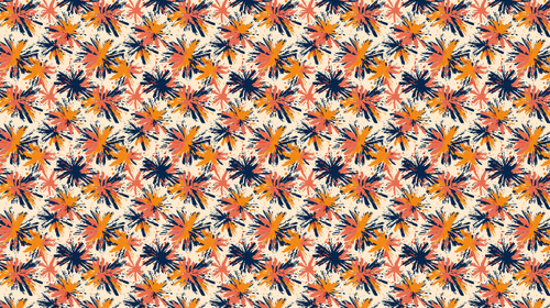 Abstract Floral Wallpaper | Orange Navy Pink Wall Mural