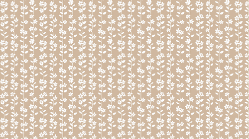 Beige floral wallpaper with white blooms on warm beige for charming cottage living room