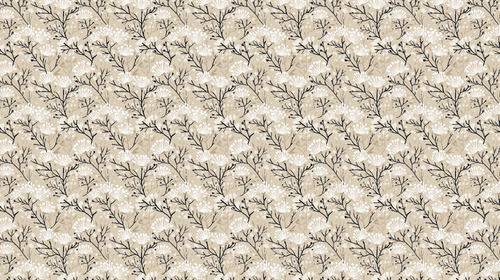 Beige Floral Wallpaper | Black-and-White Blossoms Wall Mural
