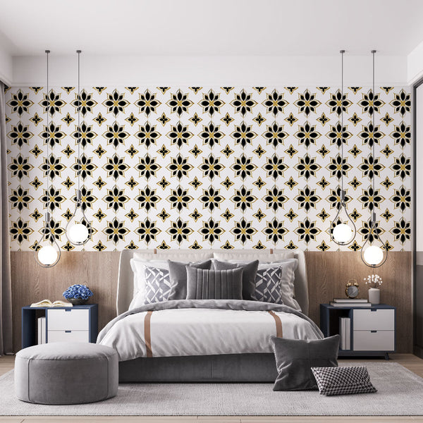 Black & Gold Bloom Wallpaper | Elegant Wall Mural