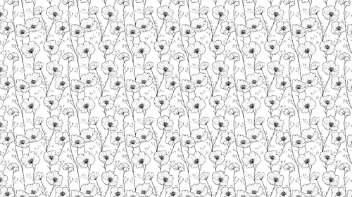 Black & White Floral Wallpaper on White | Wall Mural