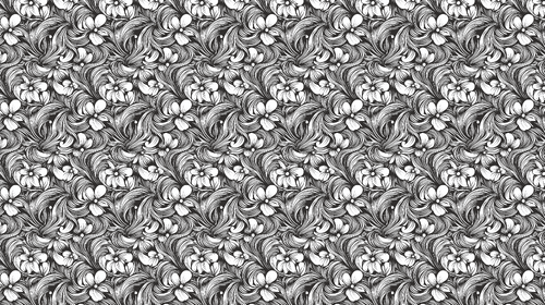 B&W Floral Wallpaper | Elegant Flowers Scrolls Wall Mural