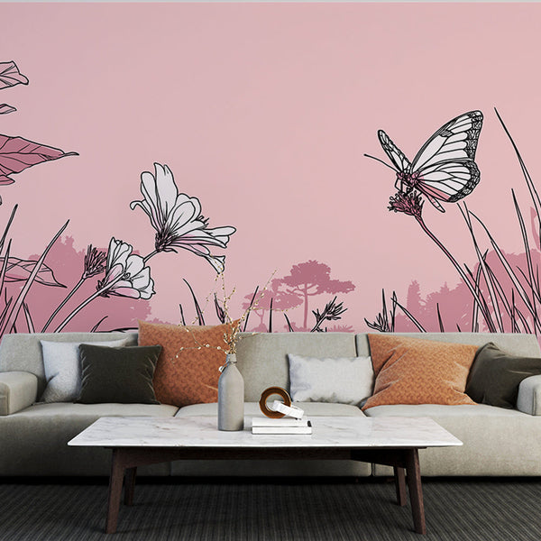Floral Butterfly Wallpaper | Woman in a Field of Flowers