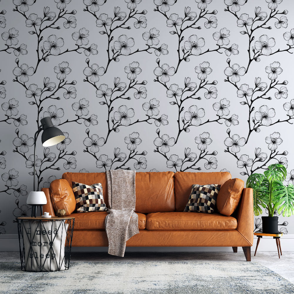 Floral Wallpaper | Delicate Black & White Branches