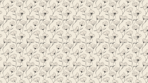 Black & White Floral Wallpaper | Blooms on Beige Mural