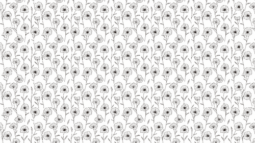 B&W Floral Wallpaper | Hand-Drawn Flowers Wall Mural
