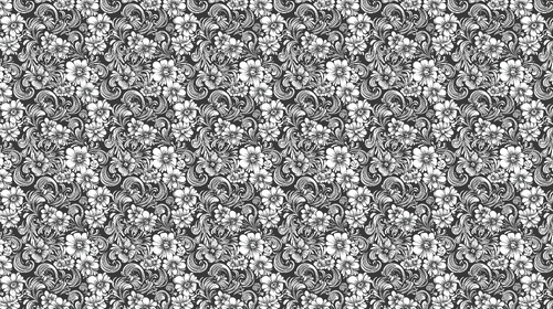B&W Floral Wallpaper | Elegant Flowers & Scrolls Wall Mural