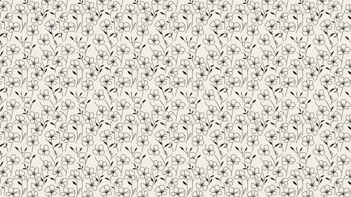 B&W Floral Beige Wallpaper | Botanical Wall Mural