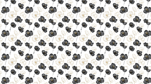 Black & White Floral Wallpaper with Gold Touches