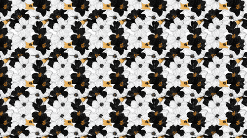 Black & White Floral Wallpaper | Gold Touch Wall Mural