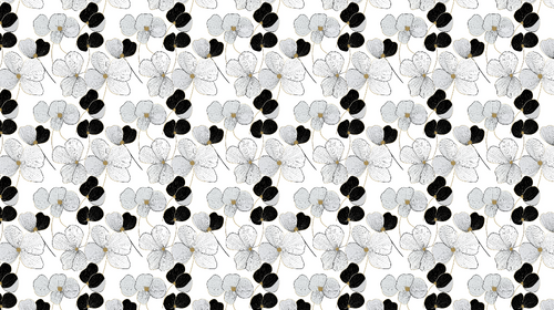 Black & White Floral Wallpaper | Monochrome with Gold Touch