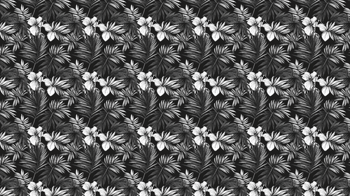 Black and White Floral Wallpaper | Blooms on a Dark Ground