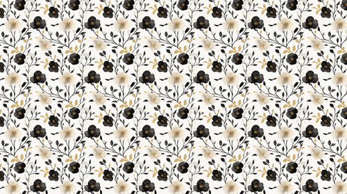 Black and Gold Floral Wallpaper | Elegant Wall Mural White Ground