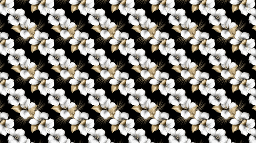 Black & Gold Flowers Wallpaper | Wall Mural