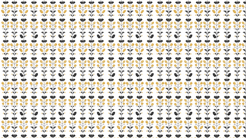 Black & Yellow Floral Wallpaper on White Ground