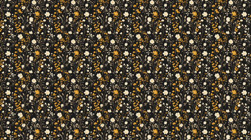 Black and Gold Floral Wallpaper | White Yellow Bloom Mural