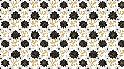 Black & Gold Floral Wallpaper | White Background Wall Mural