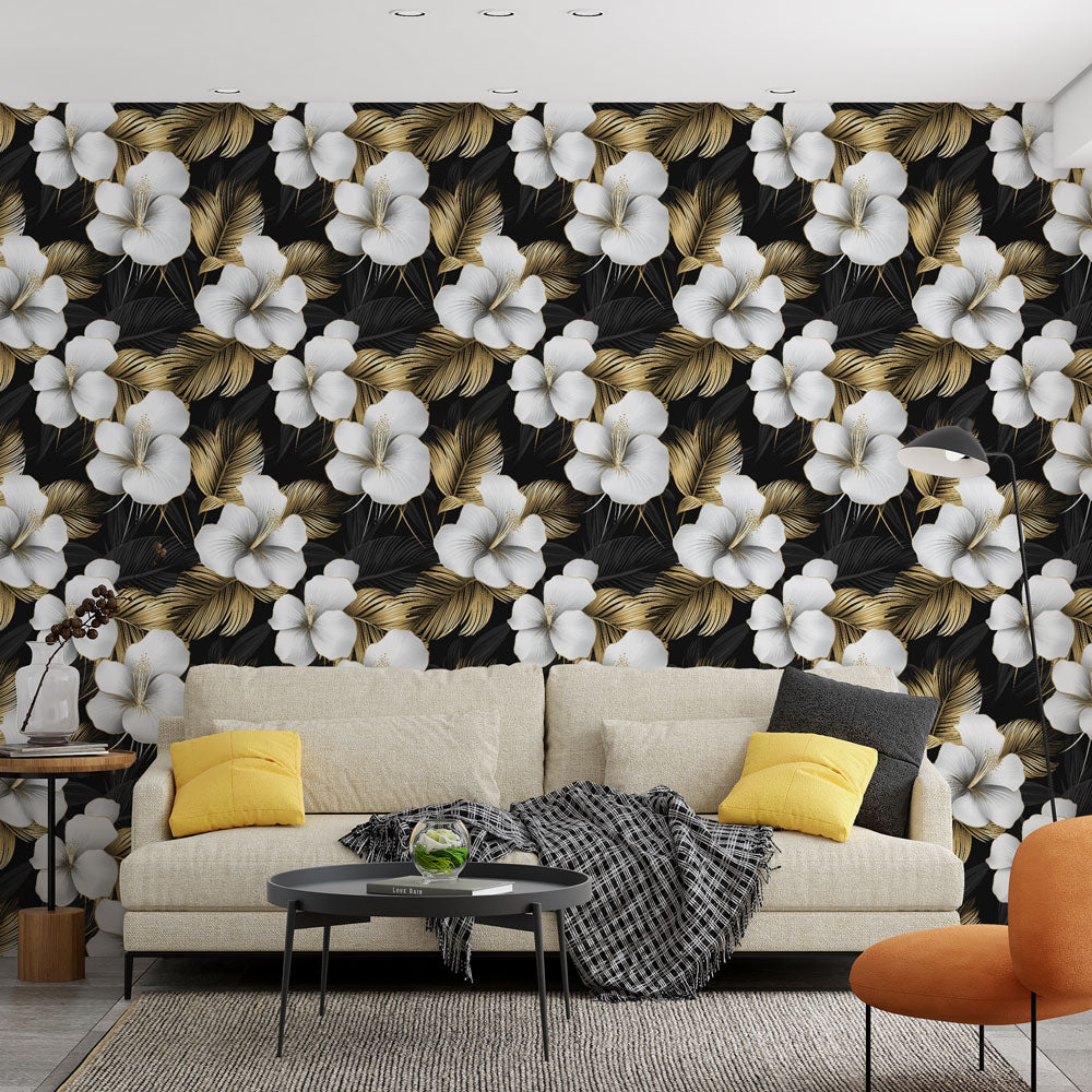 Black & Gold Floral Wallpaper | Luxe Wall Mural