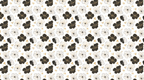 Black & Gold Floral Wallpaper on White Background