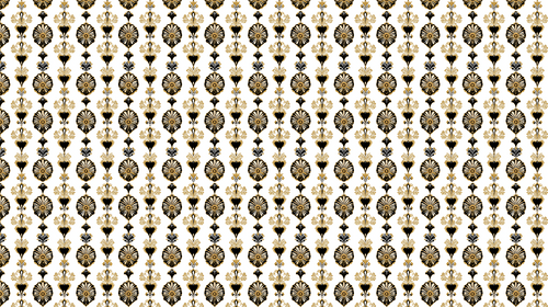 Black & Gold Floral Wallpaper on Pure White