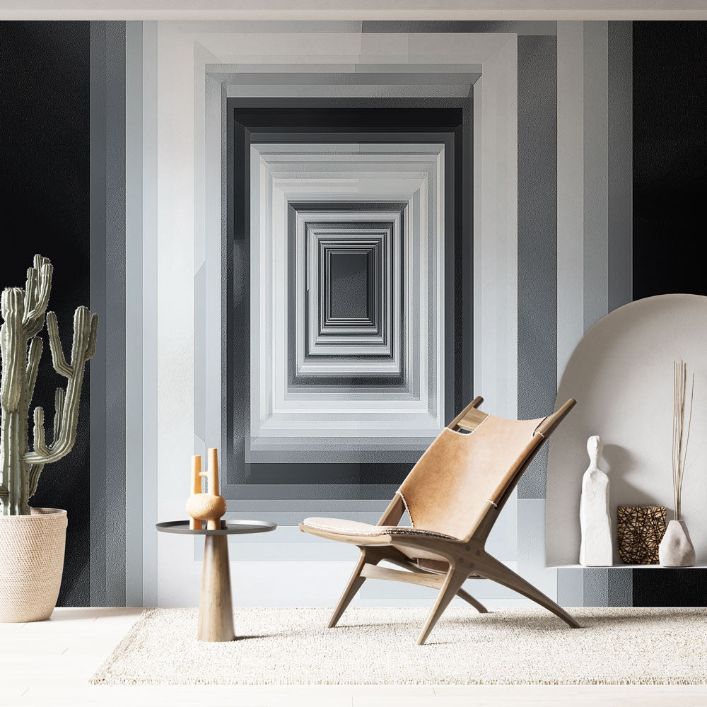 Geometric Wallpaper | Black White Gradient Wall Mural
