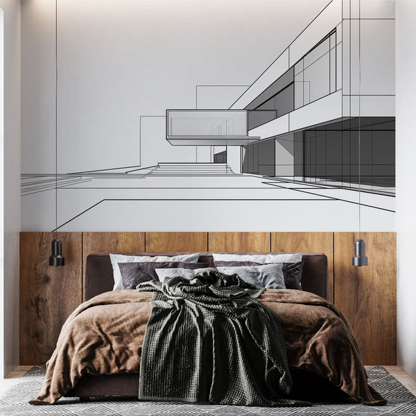 Geometric Wallpaper | Modern Abstract Contours Wall Mural