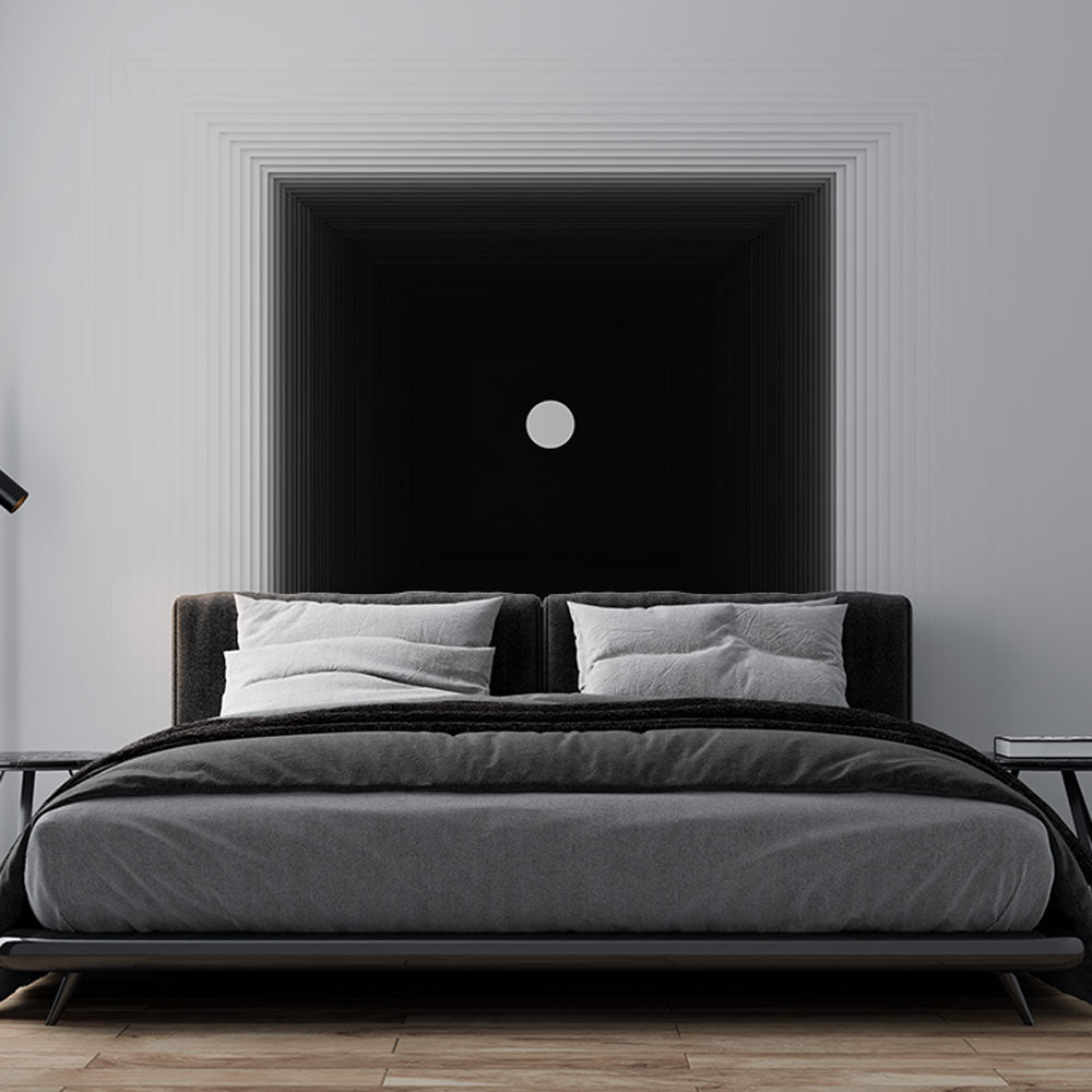 Geometric Wallpaper | Circular Depth in Black and White