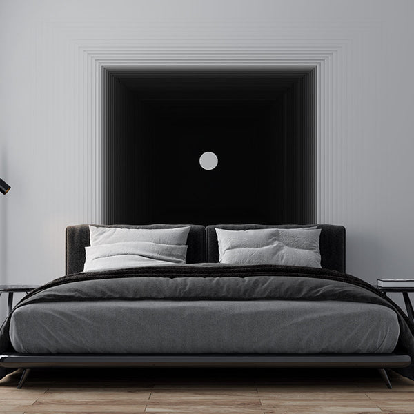 Geometric Wallpaper | Circular Depth in Black and White