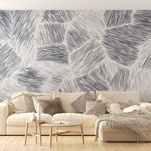 Navy Geometric Wallpaper | Abstract White Wall Mural