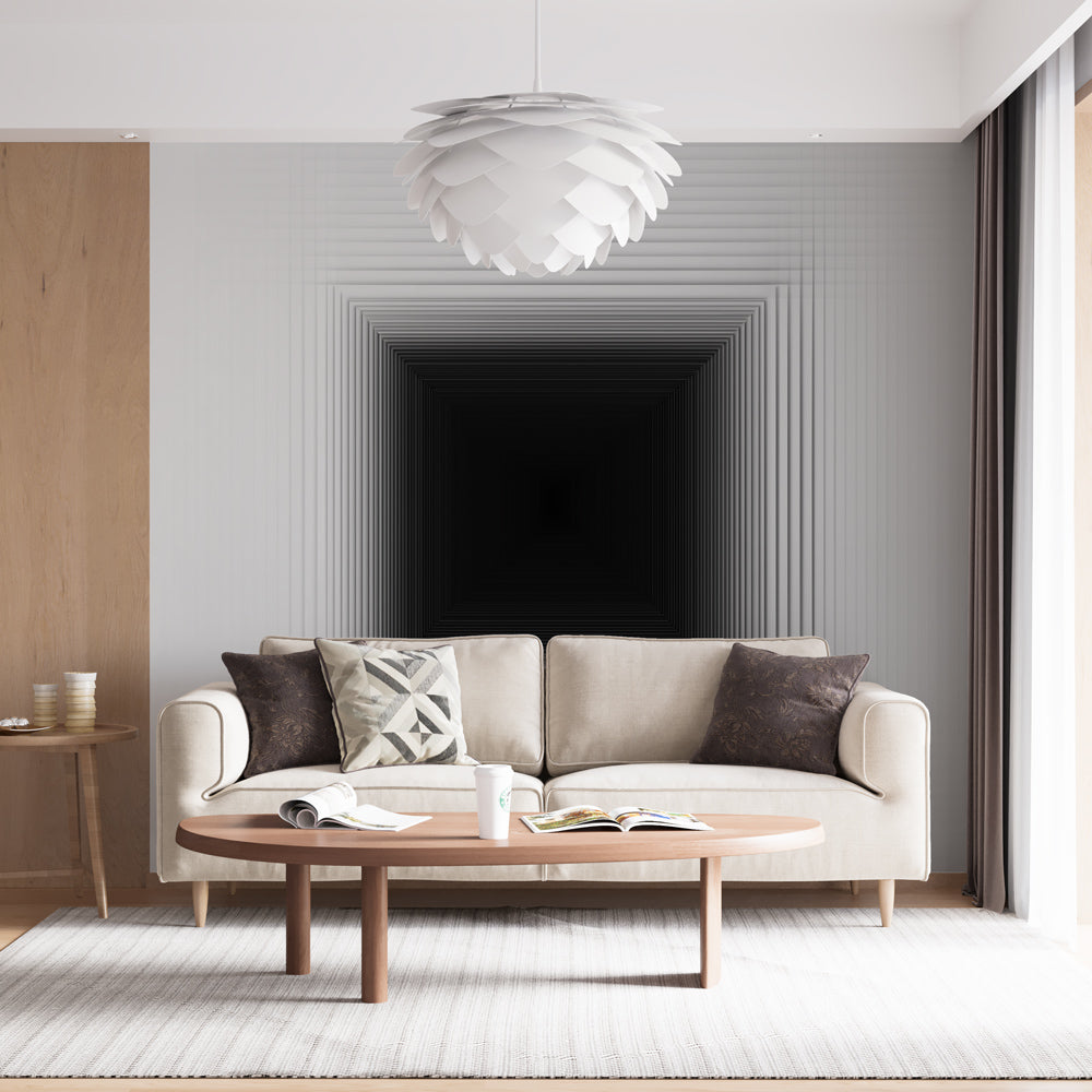 Geometric Wallpaper | Black and White Gradient Perspective Pattern