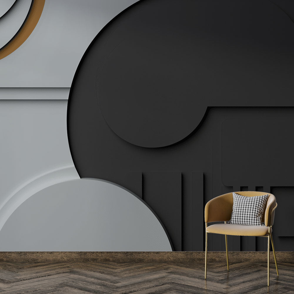 Geometric Wallpaper | Black White Gold Abstract Design